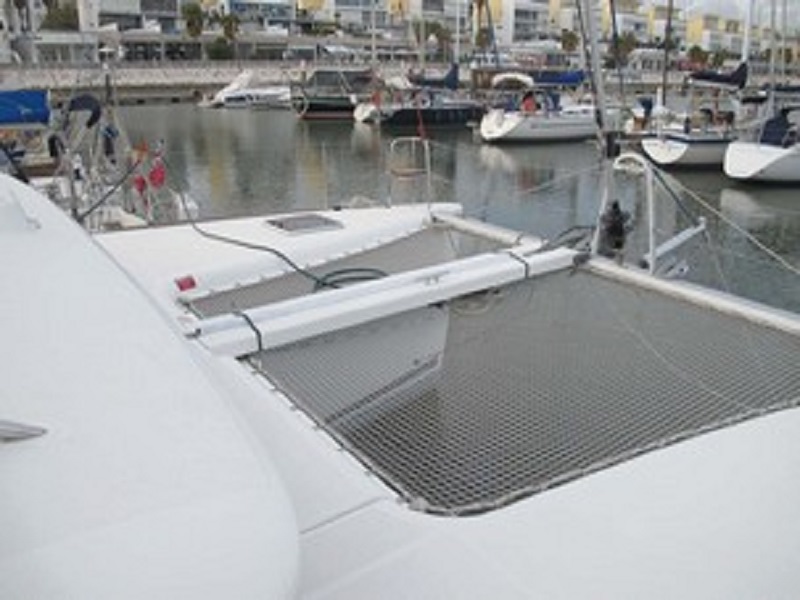 Sunbathing on the catamaran