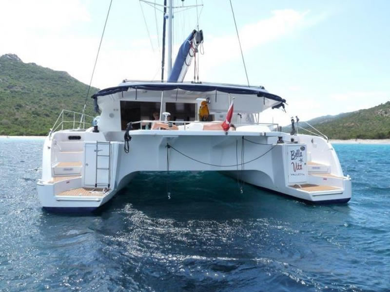 Sunbathing on the catamaran